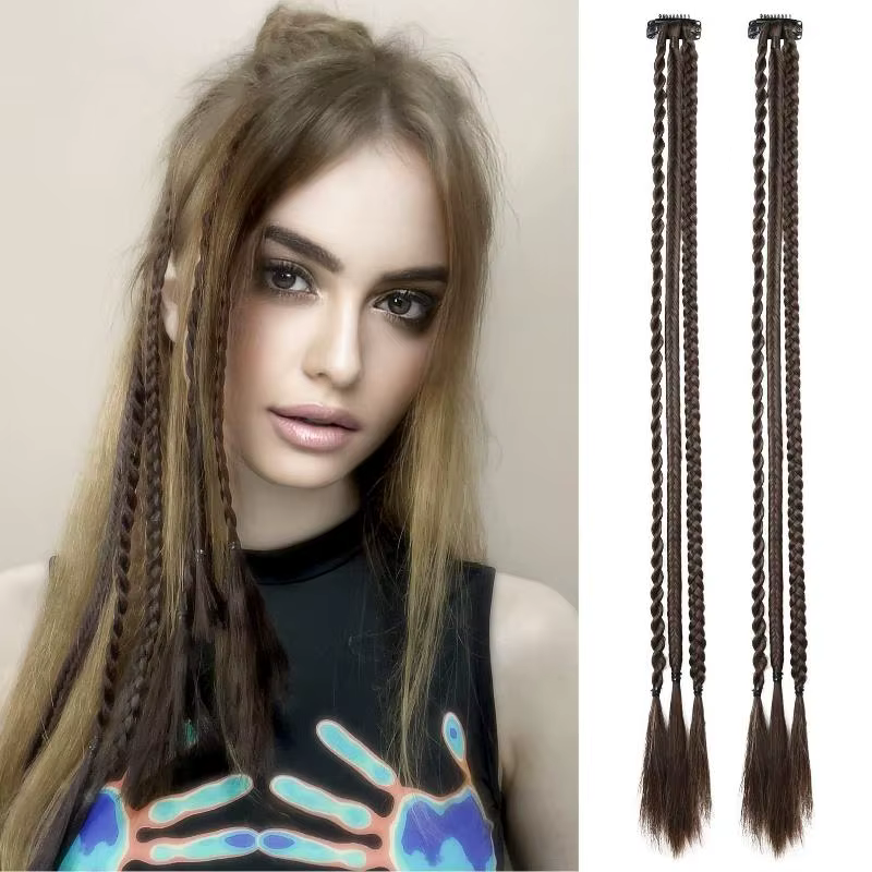 1 Paire de Tresses Synthétiques avec Clip, Extensions de Cheveux à Clipser, Tresses Boxer, Dreadlock