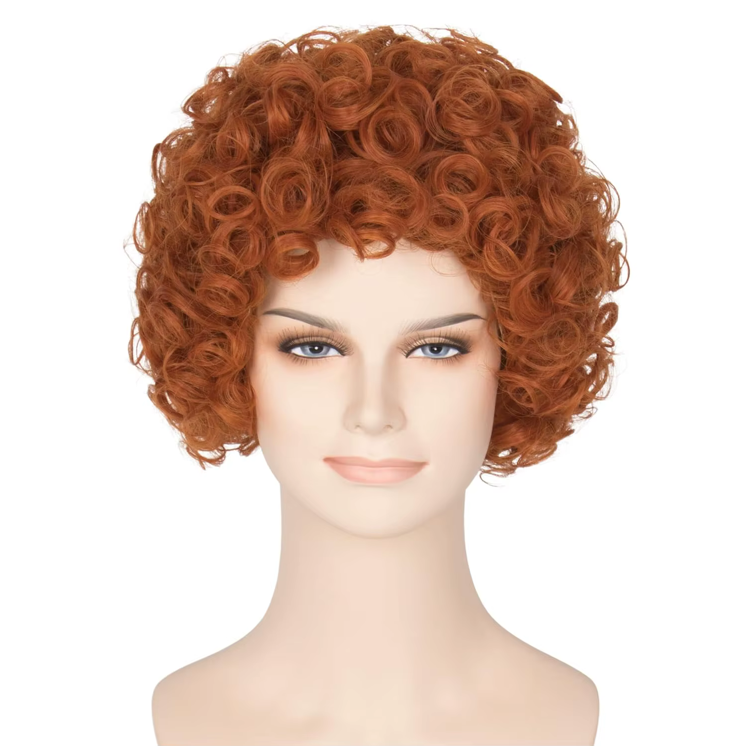 Perruque Courte Bouclée Rouge Orange pour Femme, Costume Cosplay d'Halloween, Perruques Helen, Roper