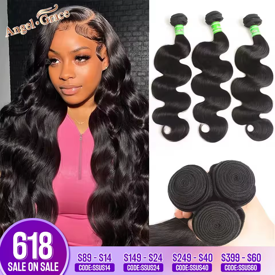 ANGEL GRACE cheveux brésiliens vague de corps 1/3/4 pièces paquets 100% Remy cheveux humains couleur
