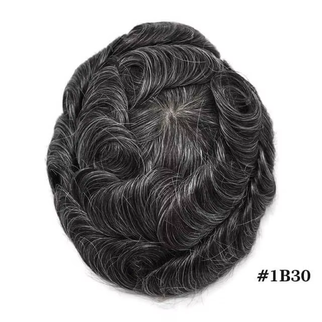 Vloop peau mince toupet avec dentelle avant PU 0.03-0.04mm perruques de cheveux humains pour hommes