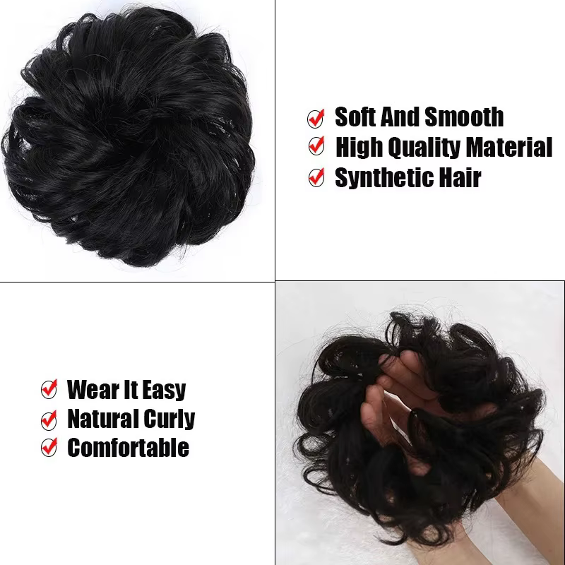 Extensions de chignon synthétique bouclé désordonné, postiches élastiques, chignon synthétique en fo