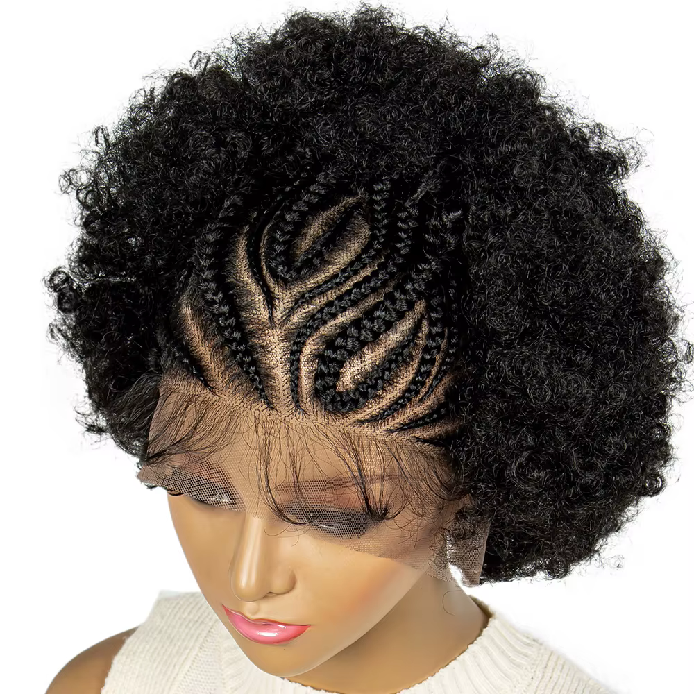 Perruque Afro crépue bouclée, perruques tressées courtes de 6 pouces pour femmes noires, perruques s