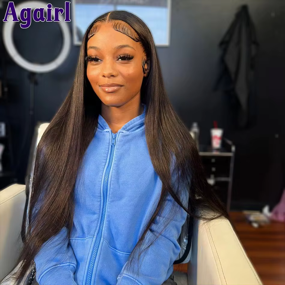 Perruque Lace Front Wig naturelle, cheveux lisses, violet µ, 13x4, 13x6, pre-plucked, avec baby hair