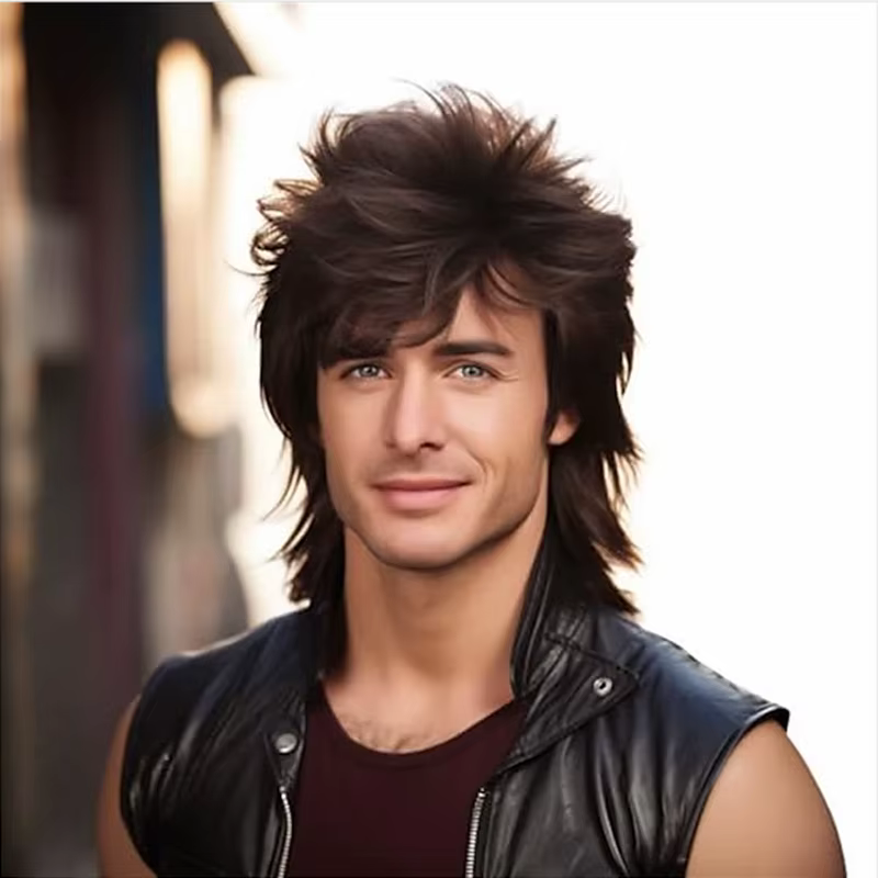 HAIRJOY cheveux synthétiques mulet perruque adulte drôle perruques pour hommes Pop Rock perruque Joe