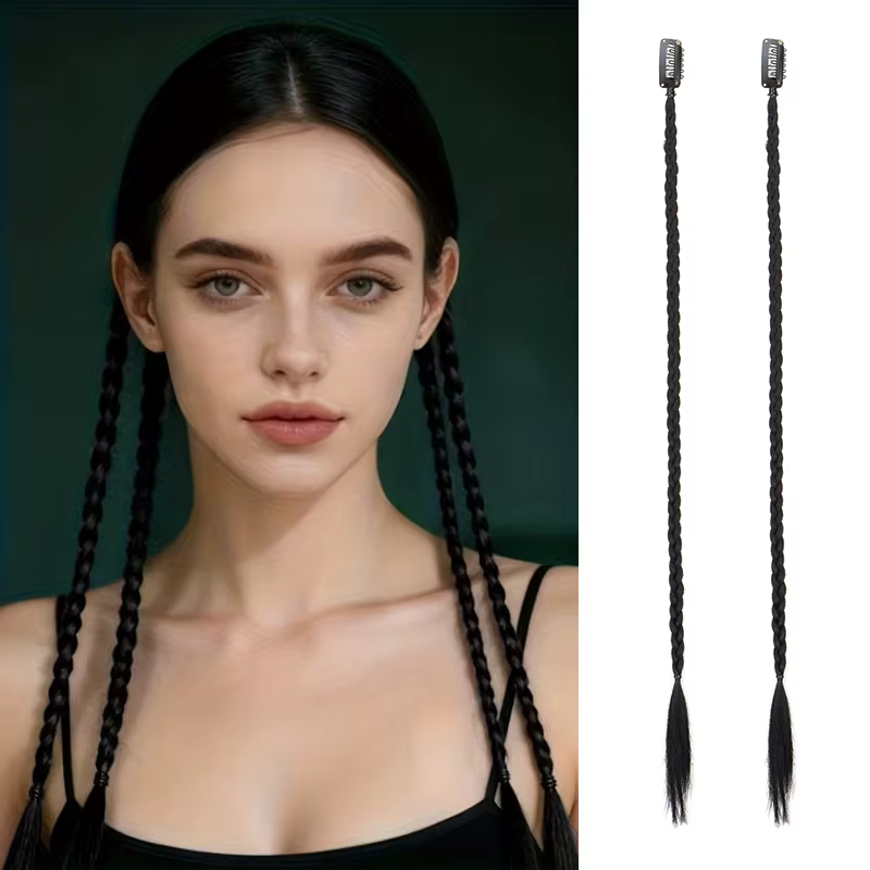 20 pouces synthétique 2 pièces Y2K Style cheveux longs raides Mini tresse haute température fibre co