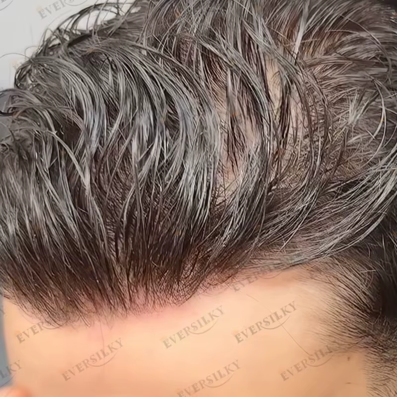 80 densité indétectable 1B65 gris hommes toupet 100% indien cheveux humains hommes perruques Super m