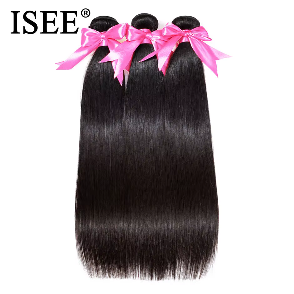 Tissage en lot brésilien naturel lisse épais-ISEE, cheveux Remy, couleur naturelle, extension capill