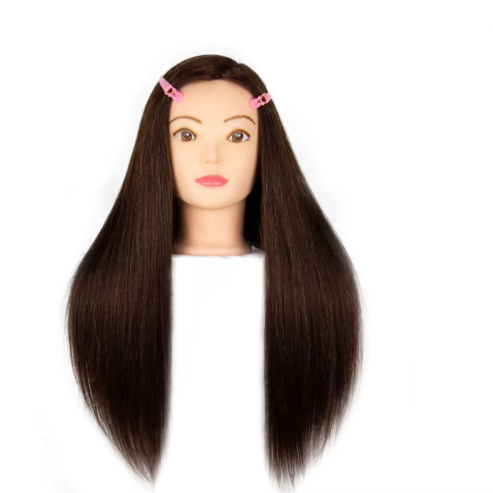 Kit de tête de mannequin pour la pratique de la coiffure, 85% vrais cheveux, tête de beurre, formati