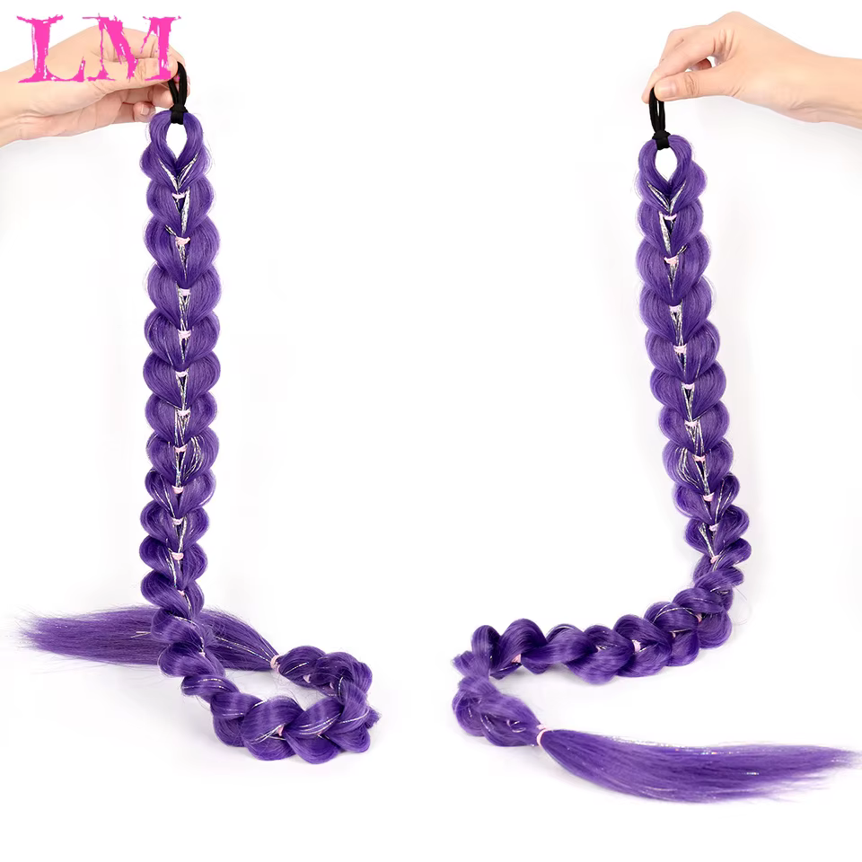 Extensions de cheveux synthétiques LM de 32 pouces, longues, violettes, pour tresses, cheveux de tre