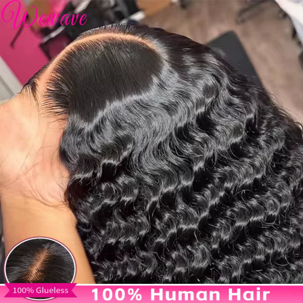 Perruque Cheveux Humains Ondulés Profonds 5x5 HD Lace Closure Bouclée Sans Colle Prête à Porter 4x4