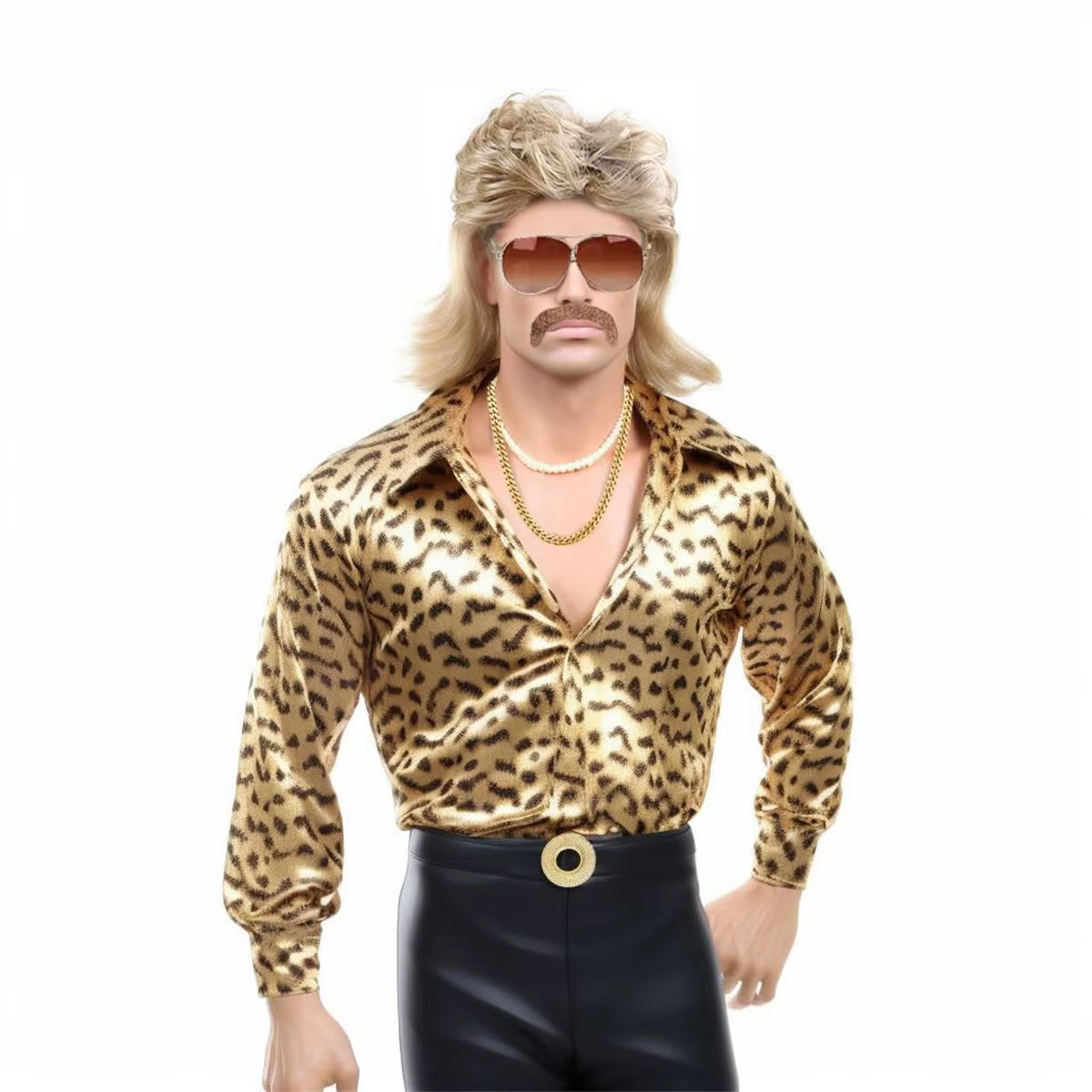 Perruque en fibre synthétique de la marque Anxin : style Mullet brun foncé, avec racines volumineuse