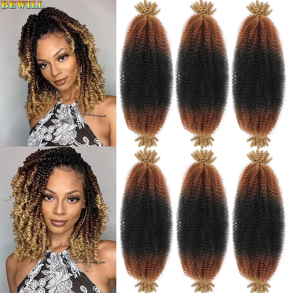 Bewill Cheveux Afro Twist Springy 12 16 24 pouces 1B 27 30 350 4 613 Bug Ombre Marley Twist Tresses