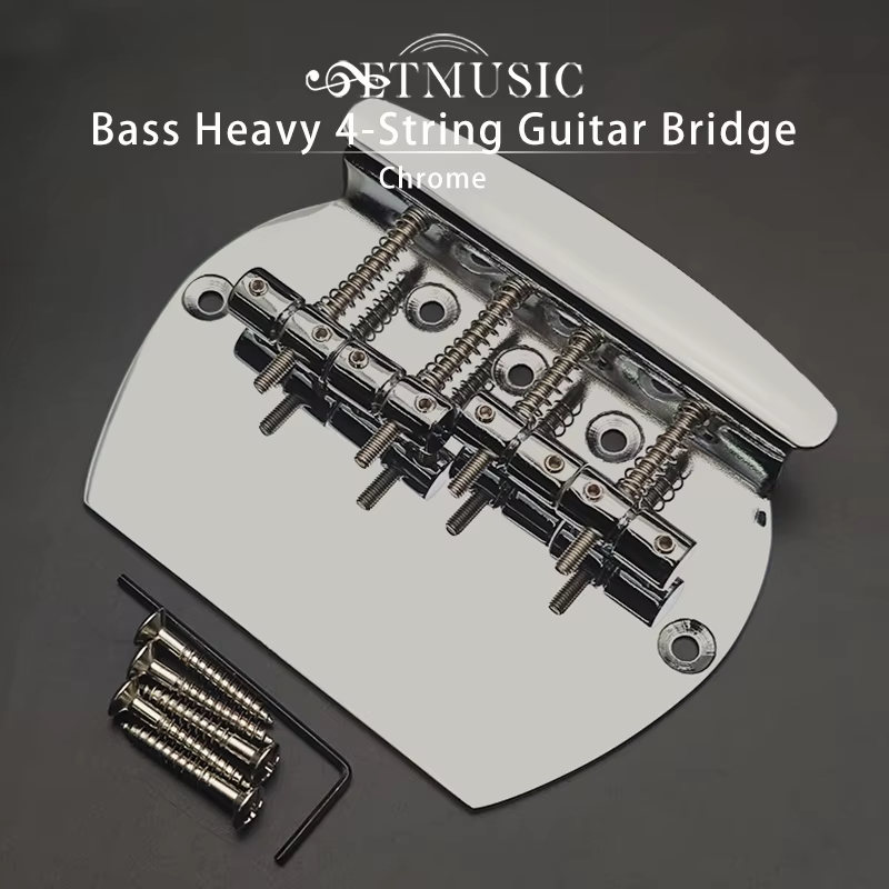 Pont de basse lourd 4 cordes, pont de guitare basse incurvé pour basse électrique chromé