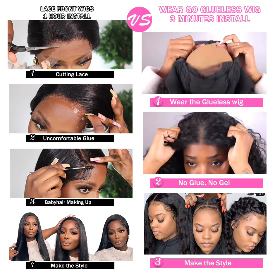 Wear Go – perruques brésiliennes sans colle ISEE, cheveux crépus lisses, 7x5 HD, 100%, pre-plucked,
