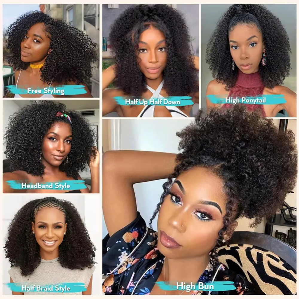Perruque demi-tête 200% de densité, cheveux Remy, perruque à bandeau, sans lâcher de cheveux, perruq