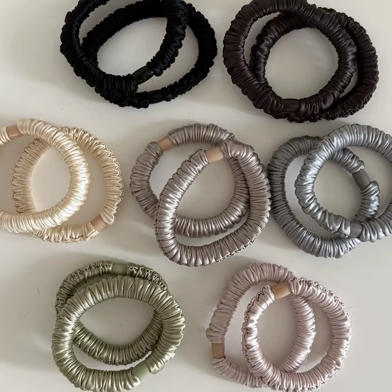 Chouchou élastique en soie pour femmes, couleur unie chouchou satin scrunchie cheveux Élastiques et 