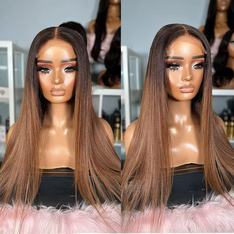 13x4 HD Ombre coloré brésilien droit dentelle devant cheveux humains Perruques souligner Perruques s