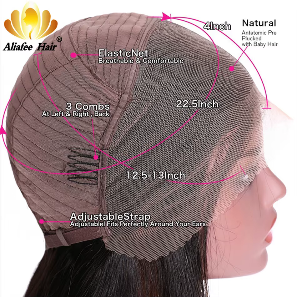 Perruque Bob Lace Wig Naturelle Lisse, Cheveux Courts, Blond Miel 1B, Densité 200%, 13 Tages, pour F