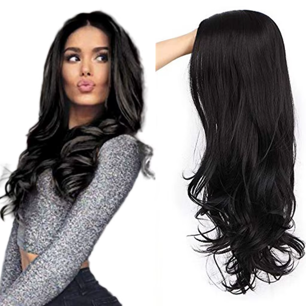 Perruque synthétique ondulée naturelle pour femmes, cheveux d'extérieur, haute densité, résistante à