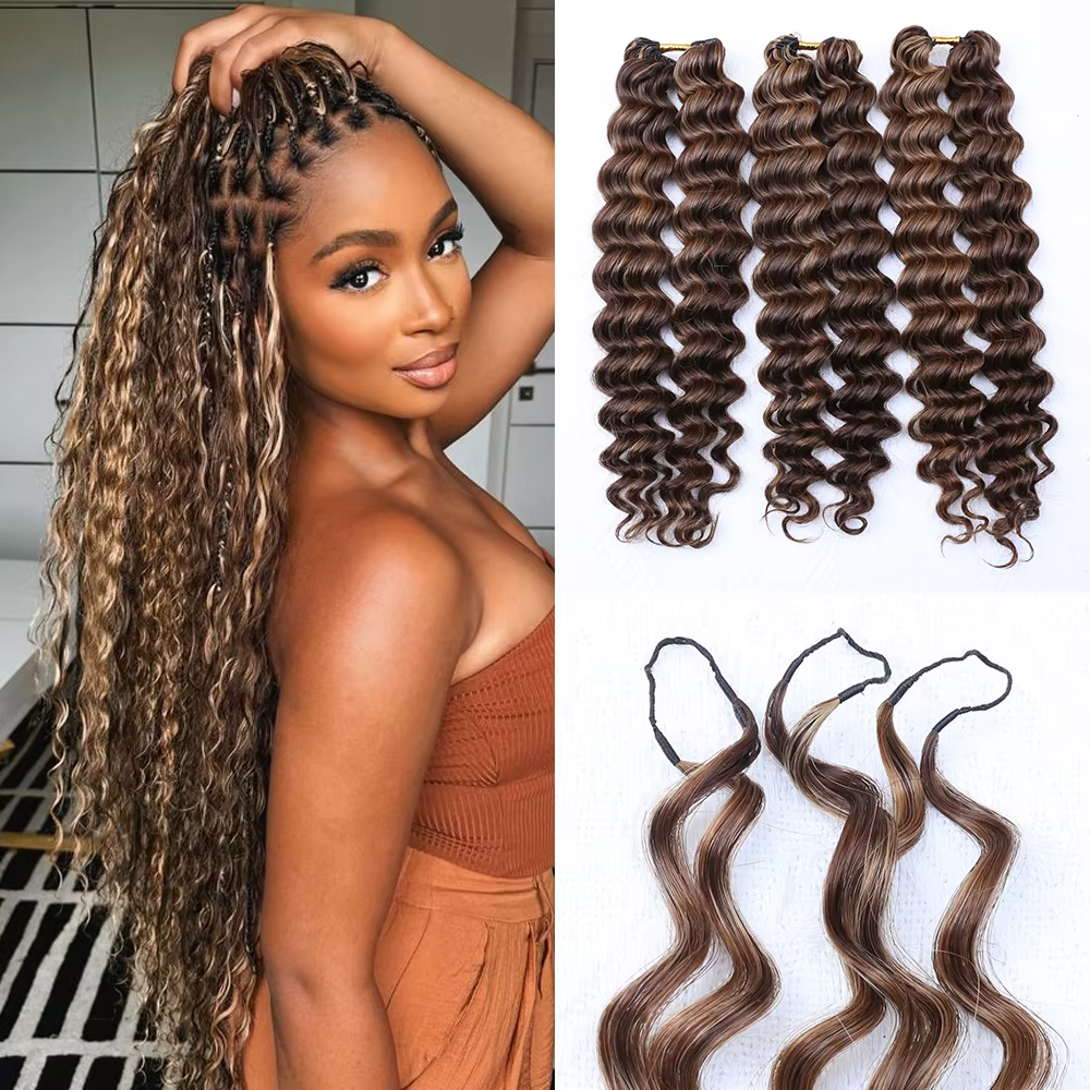 Extensions de cheveux 100% naturels pré-séparées, ondulées profondes, effet ombré, avec nœuds invisi