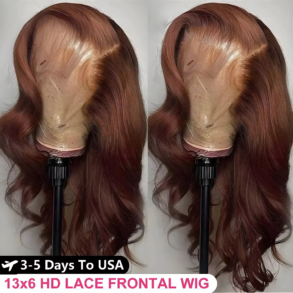 250% 13x 6/13x4 frontale brun chocolat foncé HD dentelle perruque cheveux brésiliens vague de corps