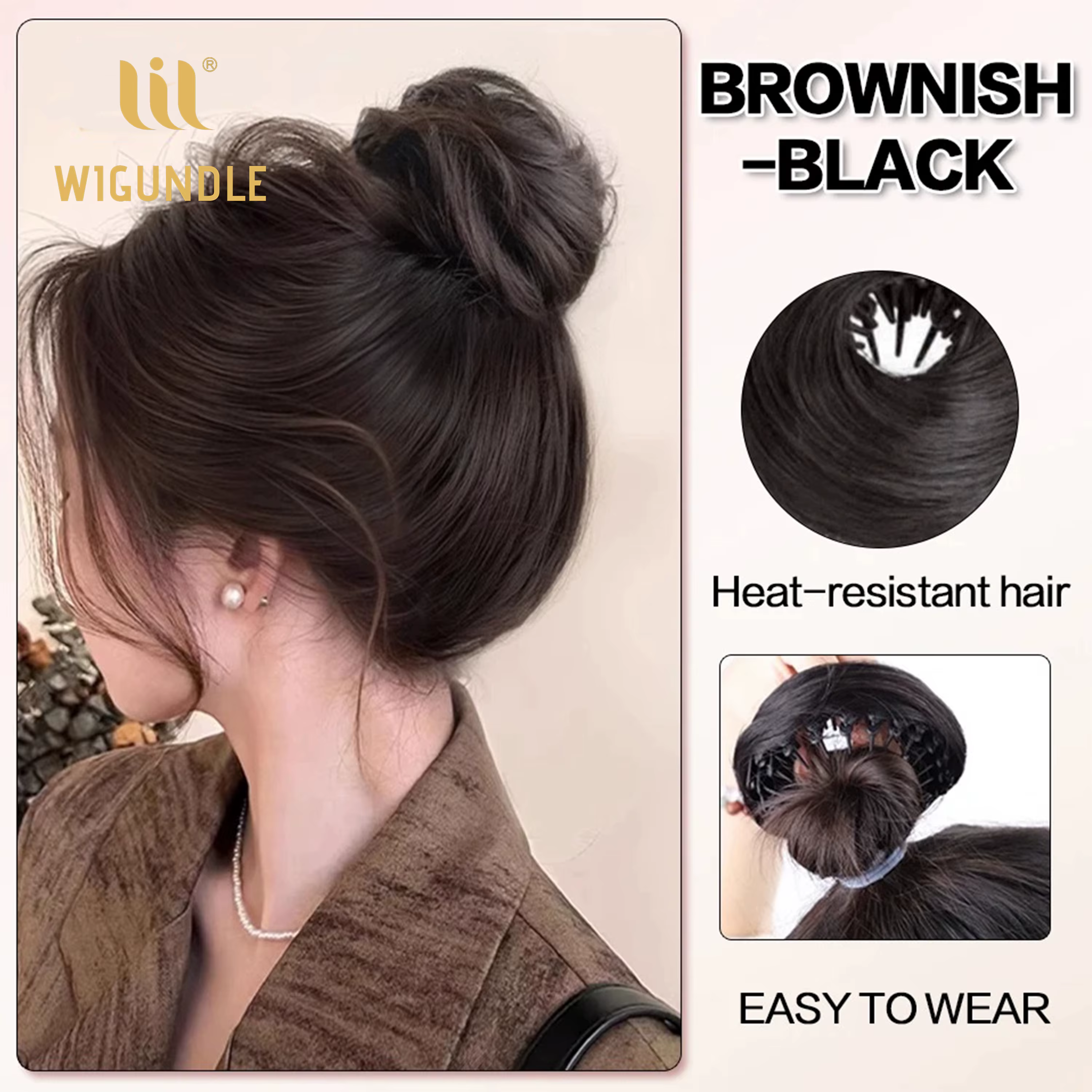 Chignon synthétique lisse pour femme, extension de cheveux naturelle pour tous, look naturel