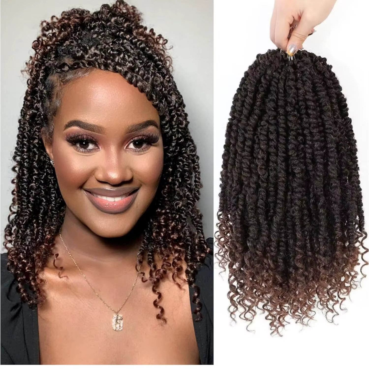 14 pouces Passion Twist Crochet cheveux 8 paquets pré-bouclés Passion Twist cheveux, court pré-boucl