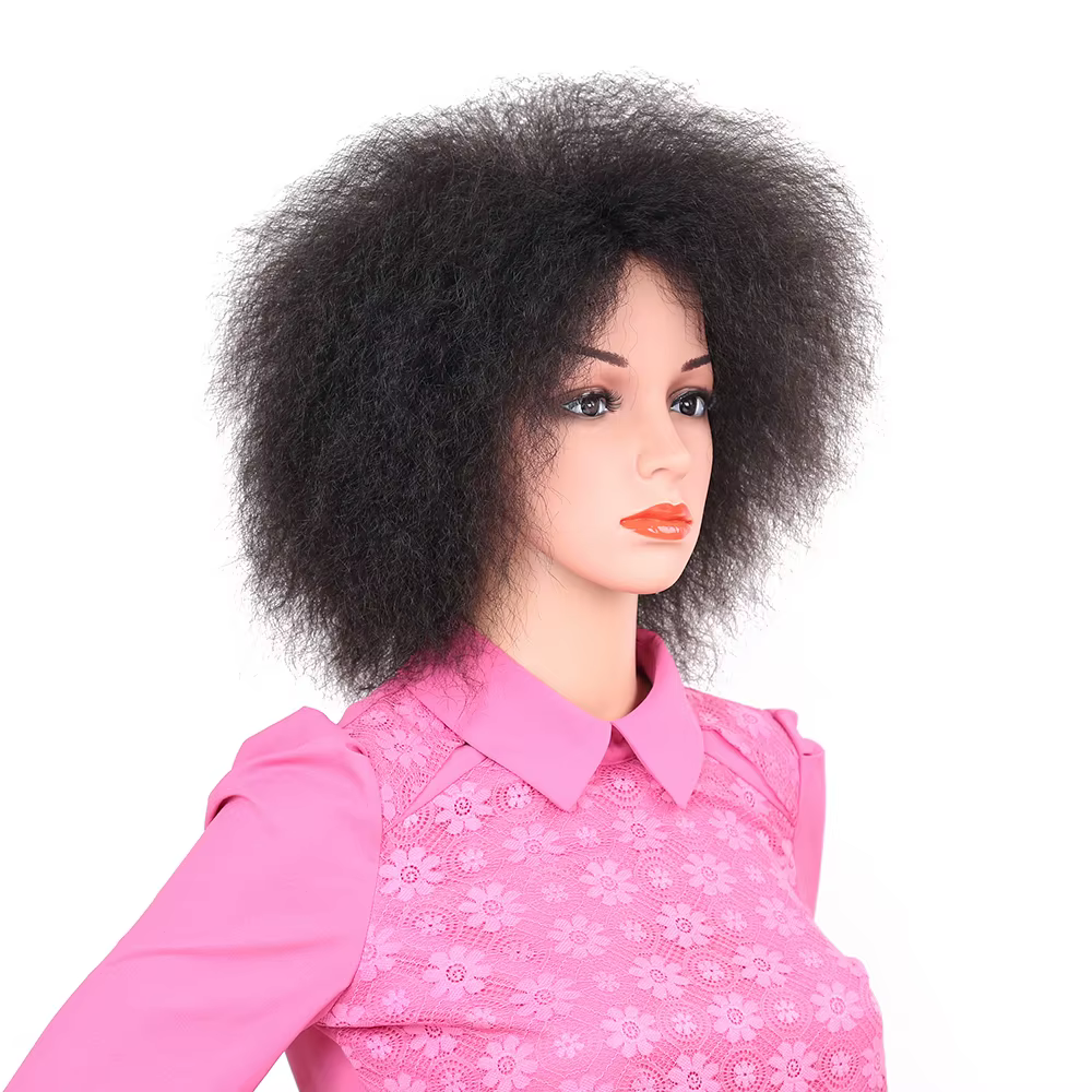 HeyMidea-Perruque Synthétique Courte et Bouclée pour Femme Noire, Afro Kinky Curly, Degré de Chaleur