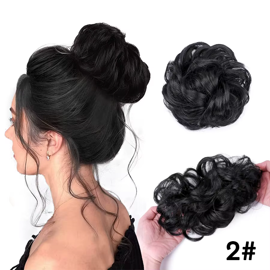 Chignons synthétiques bouclés élastiques, Extensions capillaires chouchoues, queue de cheval, chigno