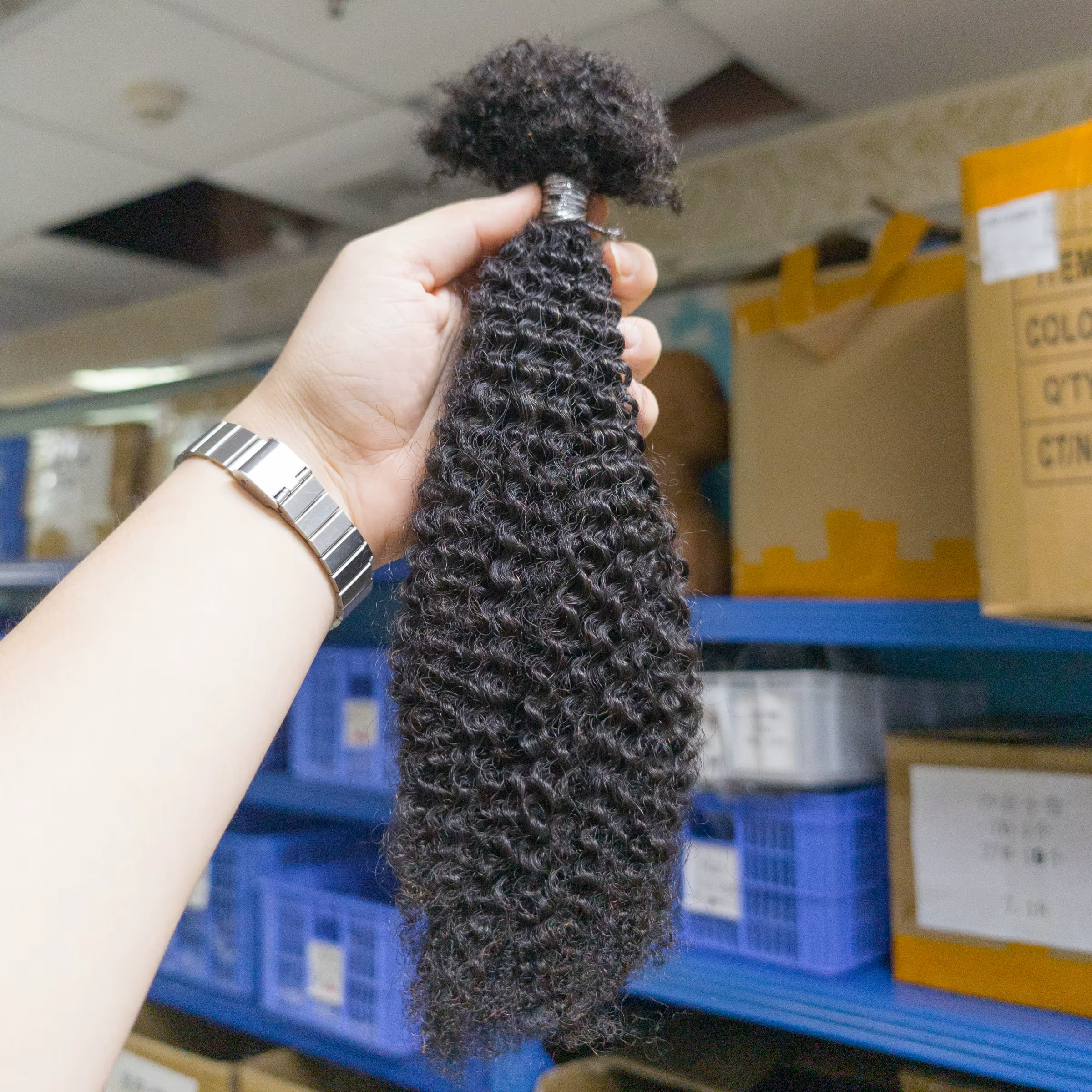 100% paquets de cheveux humains pour Locs tresses 4C Afro crépus bouclés Extension en vrac tresse 16