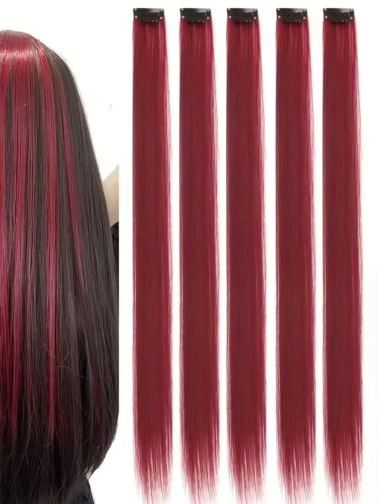 Extensions de cheveux scintillantes à trois couleurs, Extensions capillaires synthétiques arc-en-cie