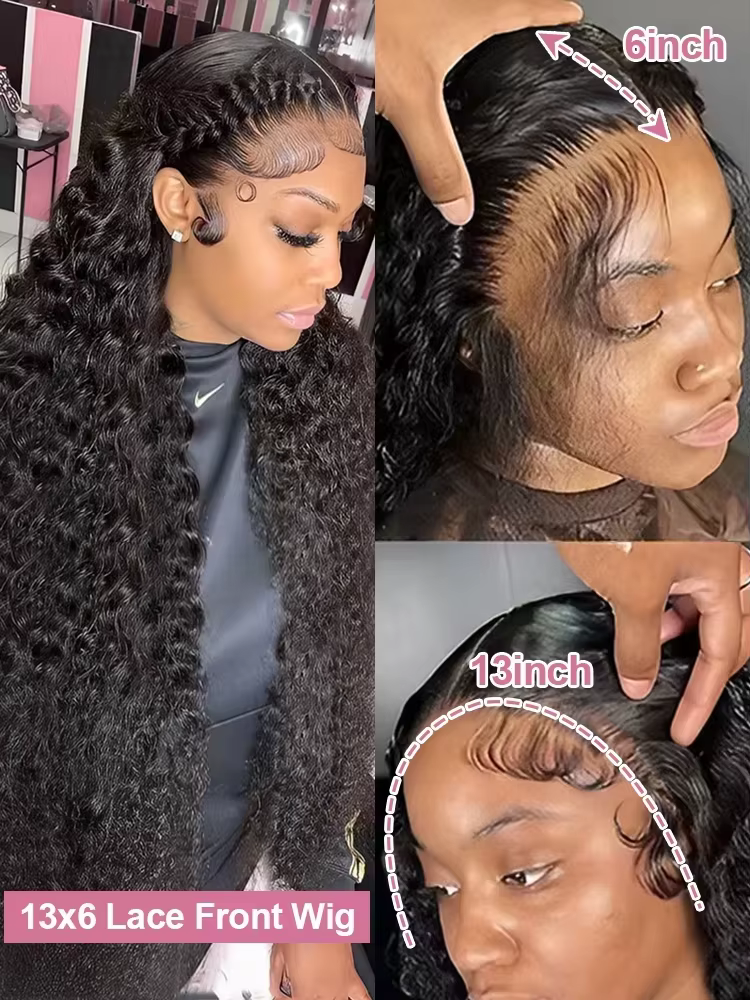Perruques Deep Wave en cheveux humains, 46 pouces, 13x4 13x6, dentelle HD transparente, perruques fr