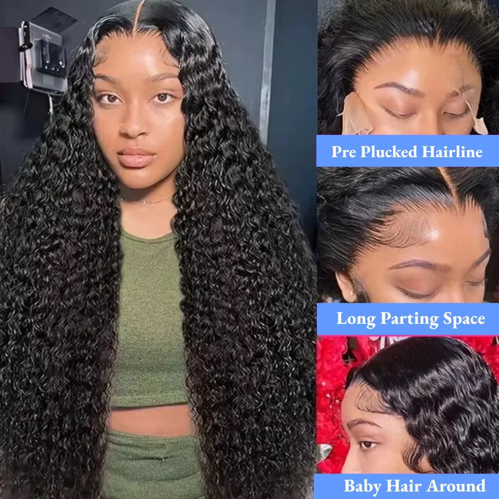 Perruque Lace Frontal Wig naturelle ondulée, couleur naturelle, 46 pouces, 13x6 HD, naissance des ch