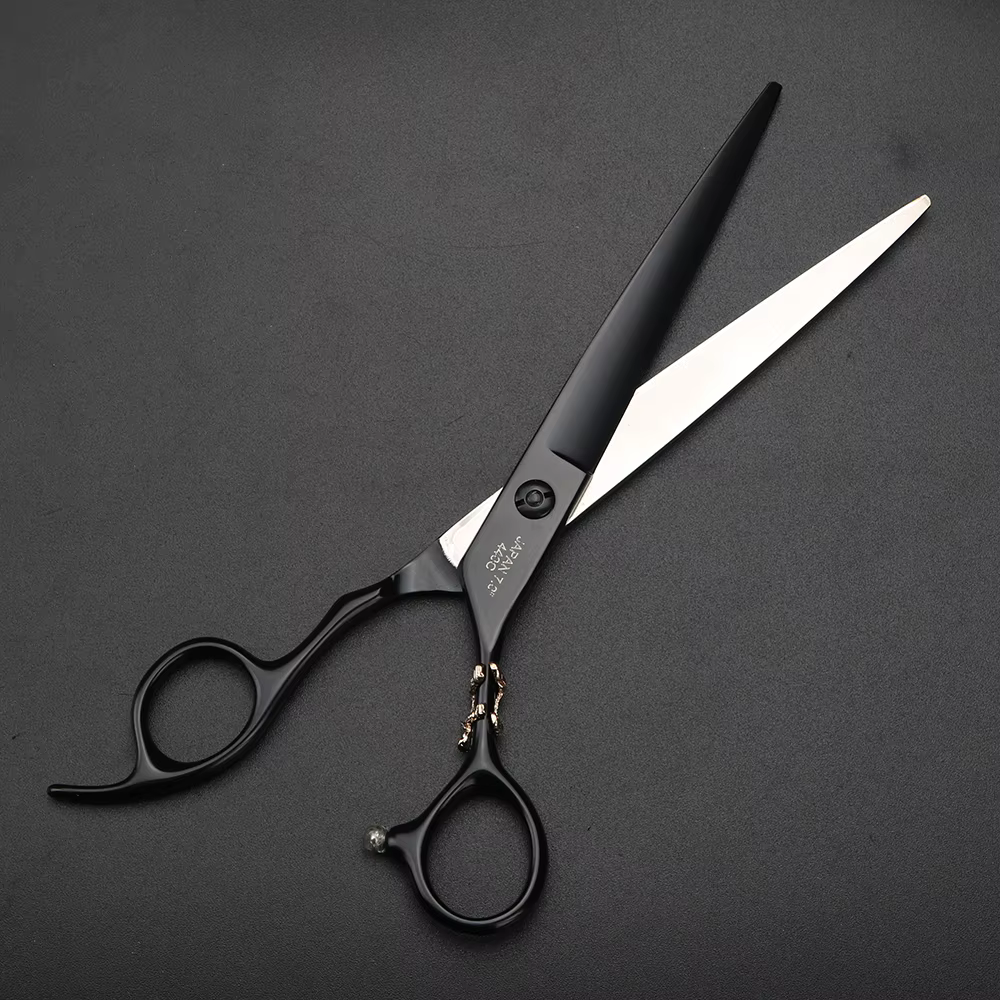 Ciseaux de coiffure XUANTENG de 7 pouces, noirs, avec système à roulement, ciseaux de barbier