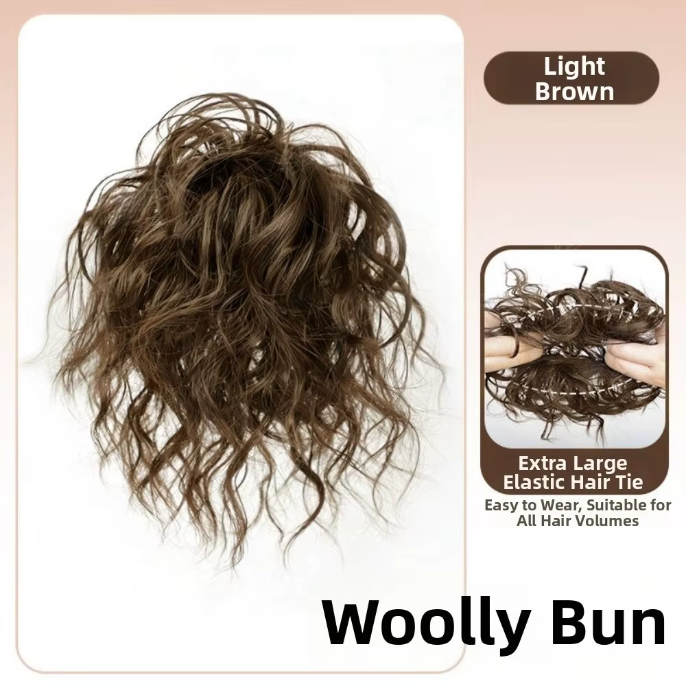 Nouvelle Perruque Synthétique Chignon Bandeau Cheveux Bouclés Marron Volumineux Postiche Chignon Acc
