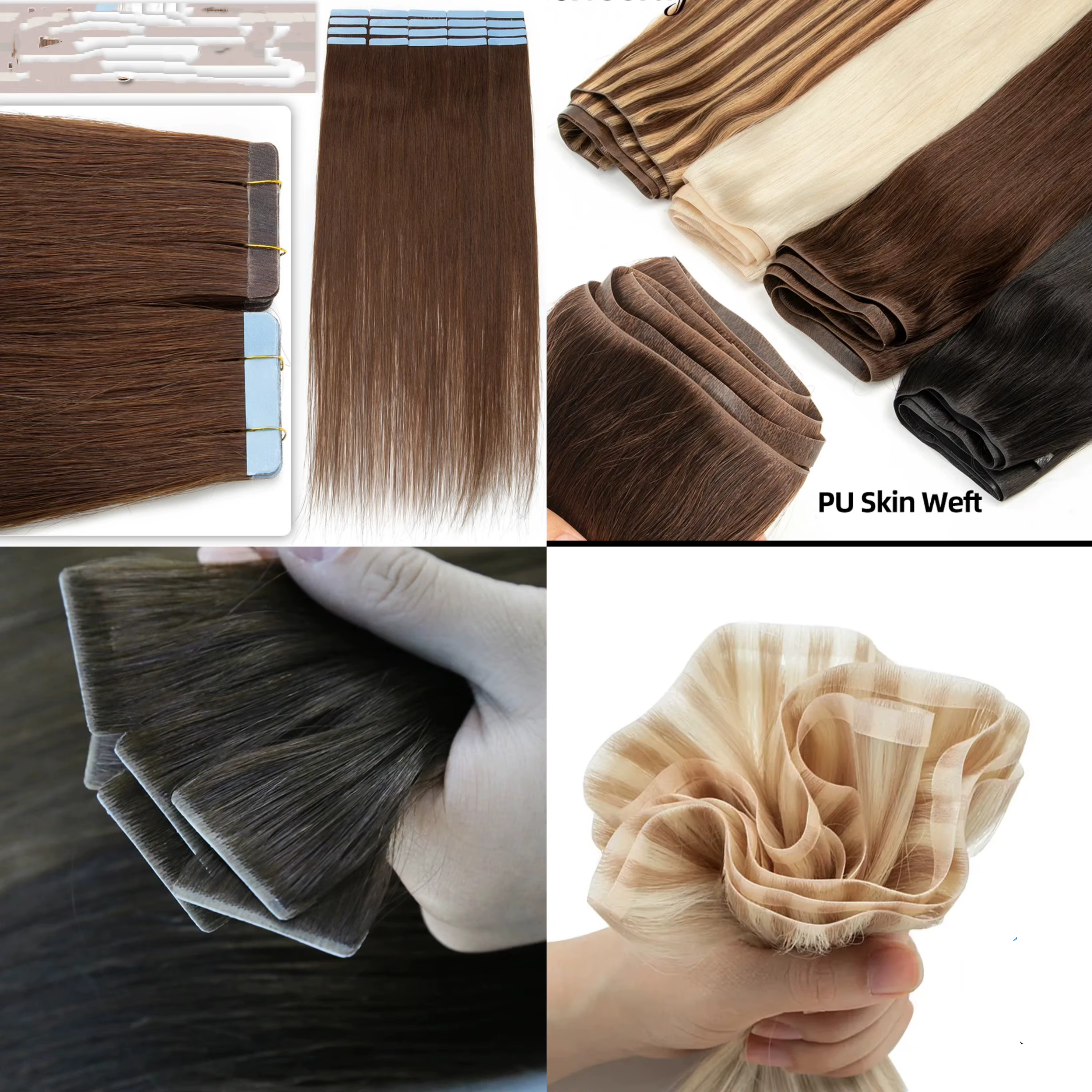 Colle en PU pour extensions de cheveux, ruban adhésif, trame de peau en PU, toupet Topper, outils d'