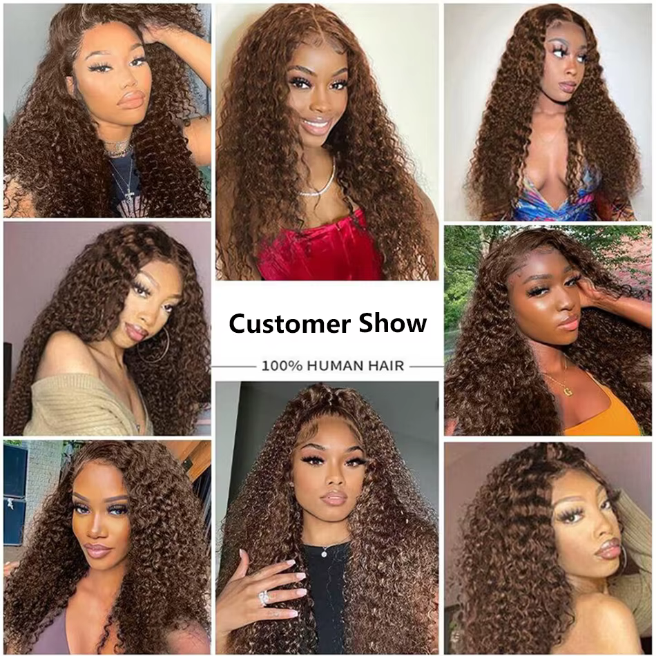 Perruque frontale vague profonde 13x4 13x6 Hd dentelle 30 pouces brun chocolat bouclés dentelle avan