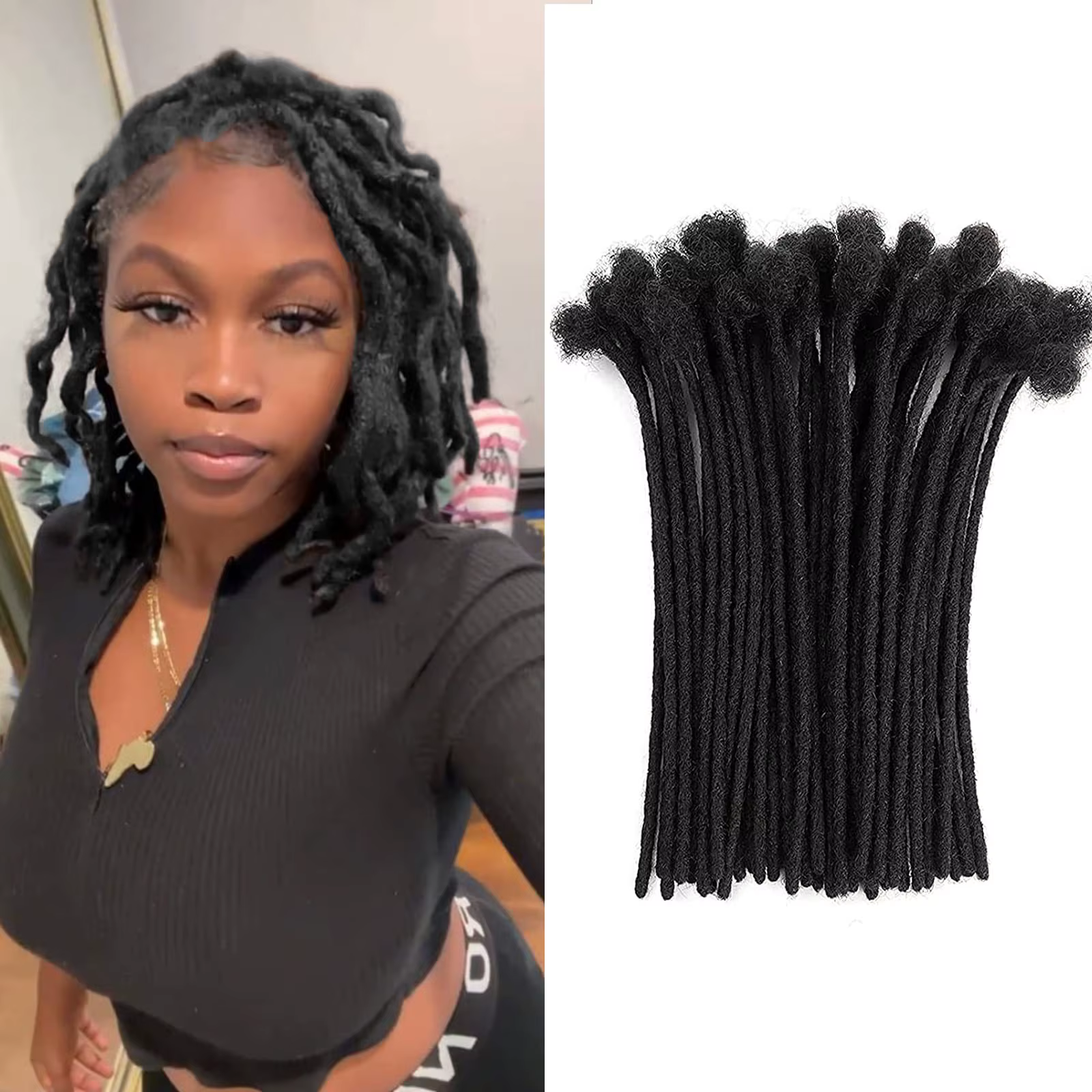 Extensions de dreadlocks synthétiques faites à la main, 30 mèches, largeur 10 pouces, noires, perman