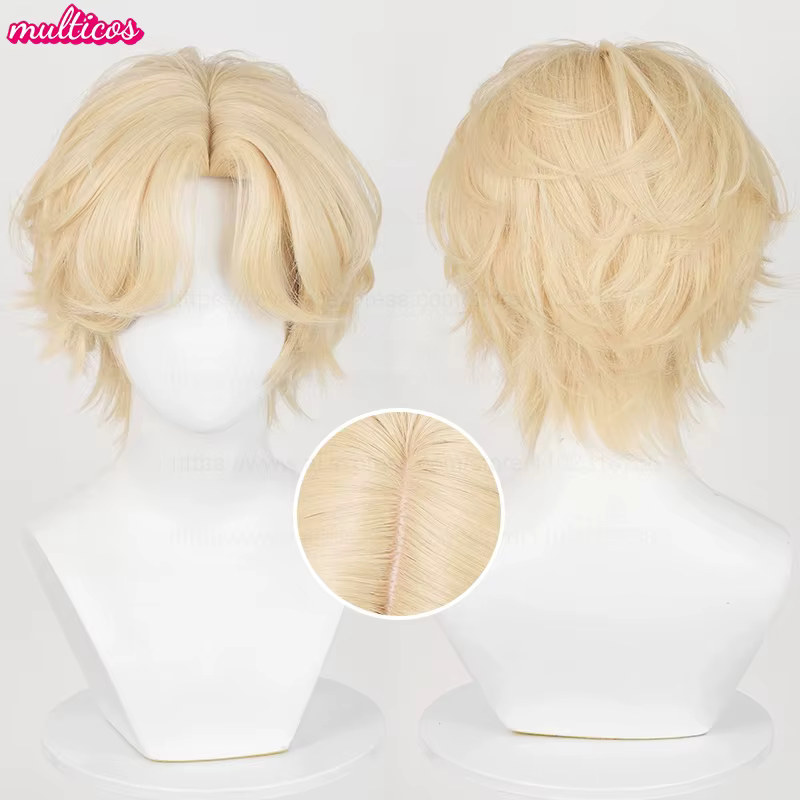 Perruque de Cosplay Luka courte Blonde de haute qualité, cheveux synthétiques résistants à la chaleu