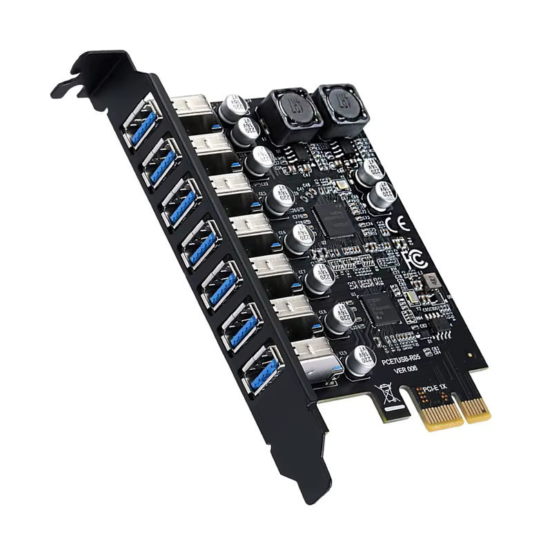 USB3.2 Gen1 5Gbps USB3.0 PCI Express multiplicateur PCI E à 7ports USB 3 Hub adaptateur d'extension 