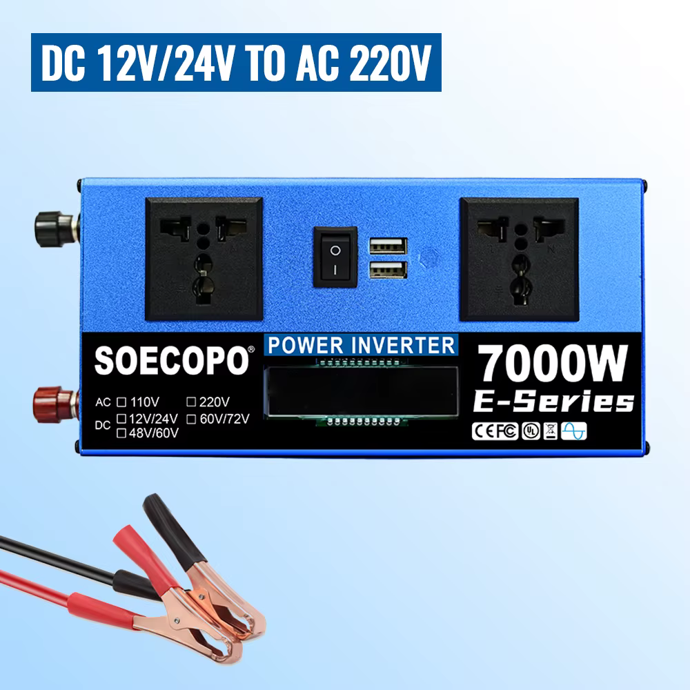 Convertisseur de tension double 7000W-10000W DC 12/24V 48/60V 60/72V vers AC 220V 50Hz avec port USB