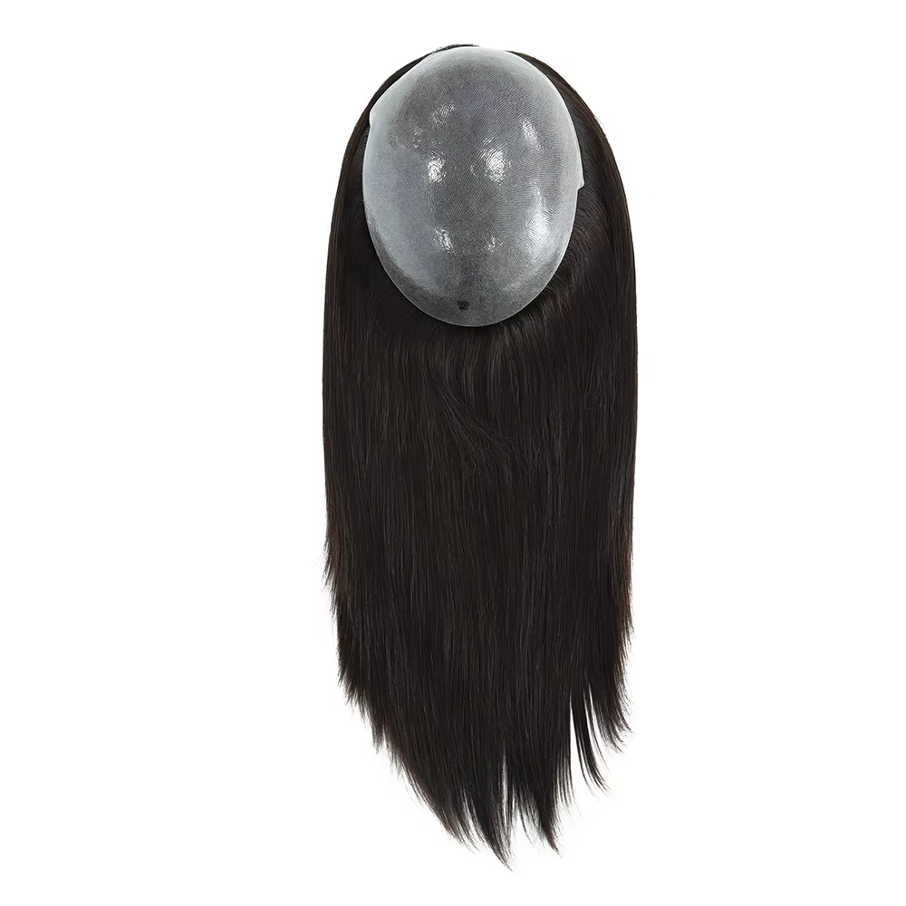 Perruques de cheveux humains droites pour femmes toupet complet en polyuréthane 100% vrais cheveux h