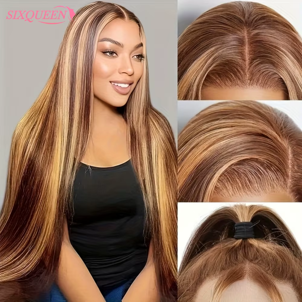 Perruque Lace Frontale HD en Cheveux Humains Brésiliens, Lisse 427, 13x6 13x4, Pré-épilée, Blonde