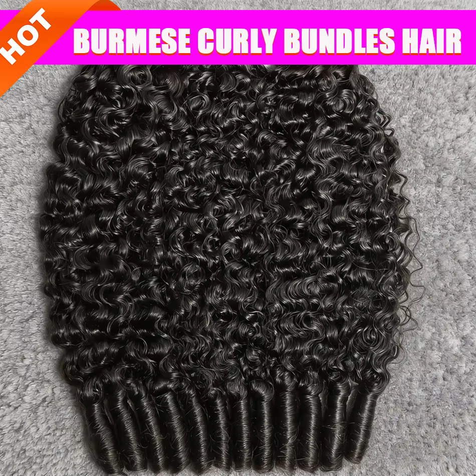 12A Extensions de cheveux bouclés birmans, mèches de cheveux humains vierges bruts non traités, tiss
