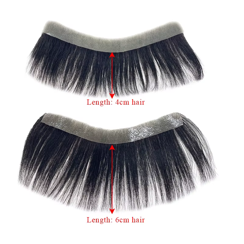 100% cheveux humains hommes PU V boucle avant toupet soigneusement pruneau naturel délié perruques R