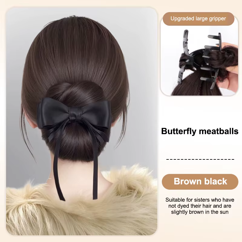 Perruque de cheveux raides à clipser ; Chignon en désordre synthétique Easy Claw ; Extension de post