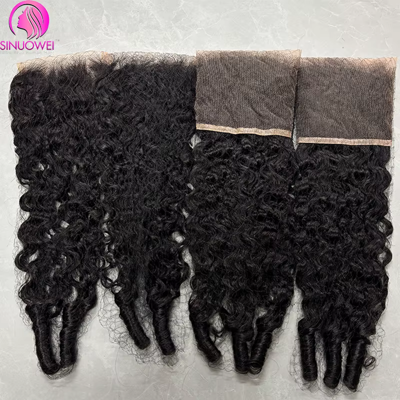 Closure en dentelle transparente 4x4 Cheveux bouclés birmans 12A, Cheveux humains naturels bouclés b