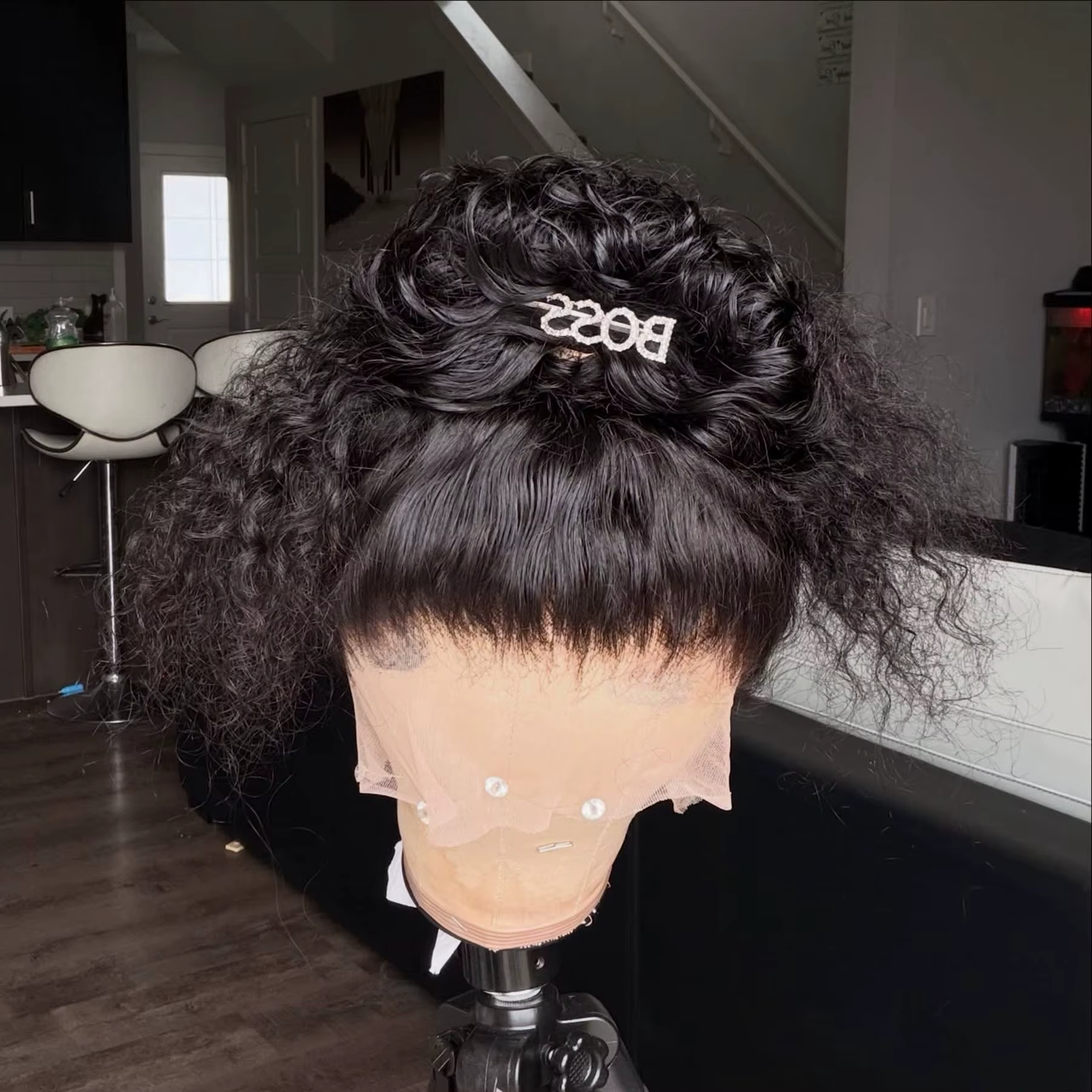 Perruque synthétique courte coupe bob bouclée crépue 13X4X1 HD Full Lace Frontal, pré-épilée avec ba