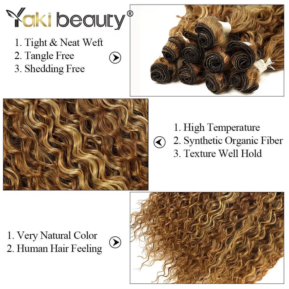 Mèches synthétiques bouclées et crépues, tissage de cheveux longs Jerry Anjo Plus, Extensions capill