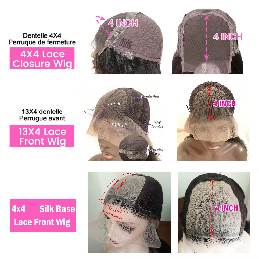 Perruque en cheveux naturels avec base en soie et dentelle frontale, mèches marron cendré clair, mod